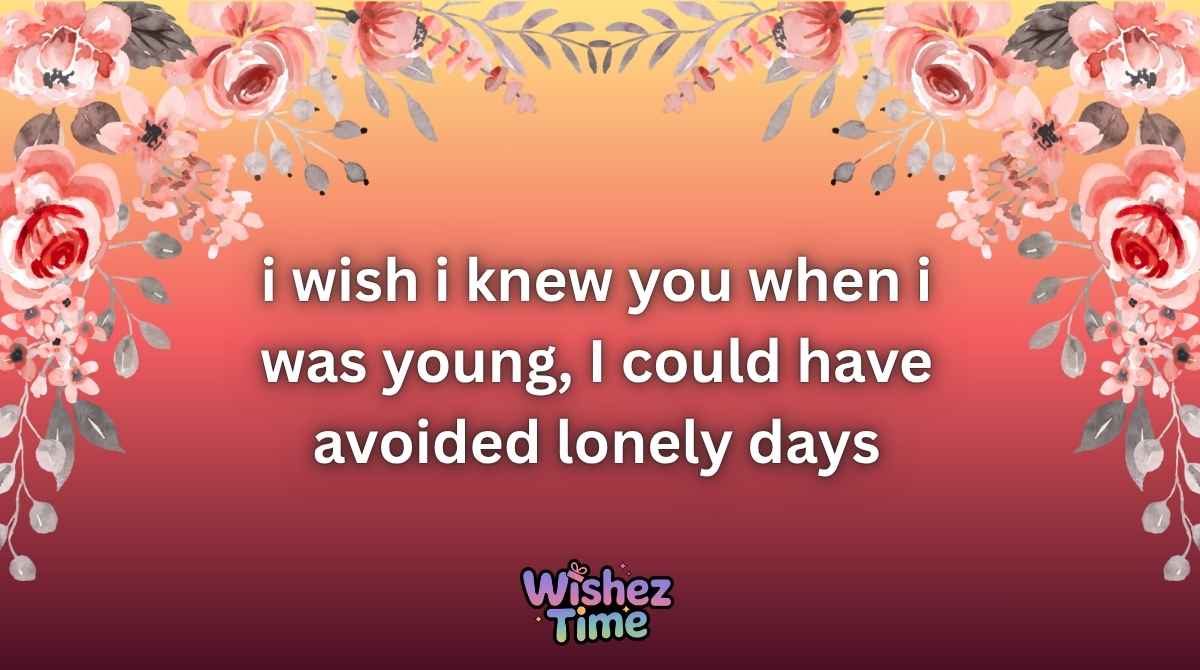 i wish i knew you when i was young
